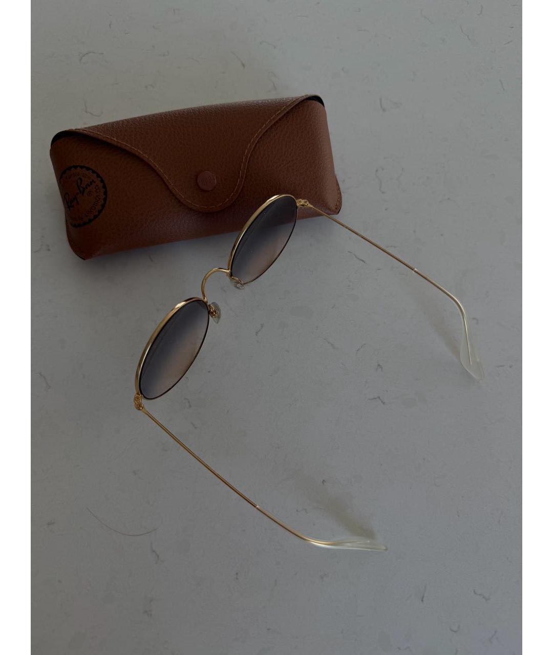RAY BAN Золотые металлические солнцезащитные очки, фото 2
