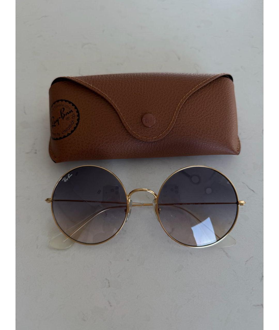 RAY BAN Золотые металлические солнцезащитные очки, фото 3