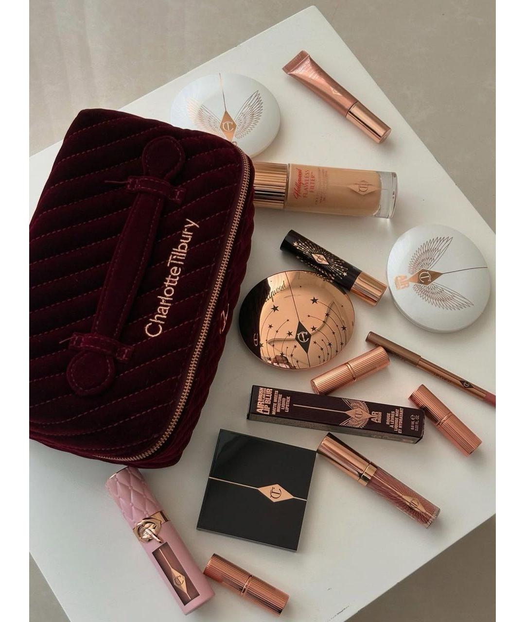 CHARLOTTE TILBURY Бордовая бархатная косметичка, фото 3