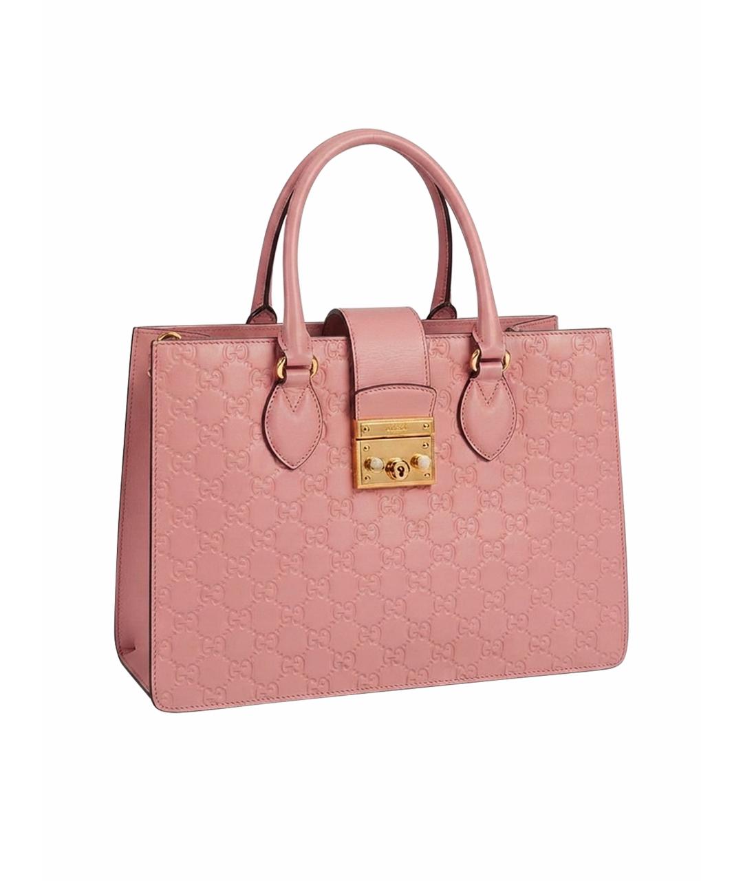 GUCCI Розовая кожаная сумка с короткими ручками, фото 1