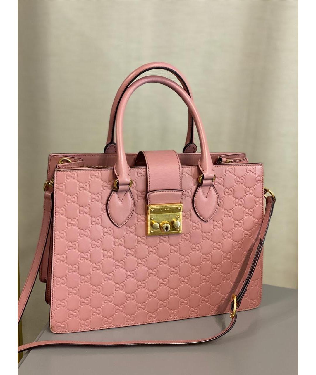 GUCCI Розовая кожаная сумка с короткими ручками, фото 8