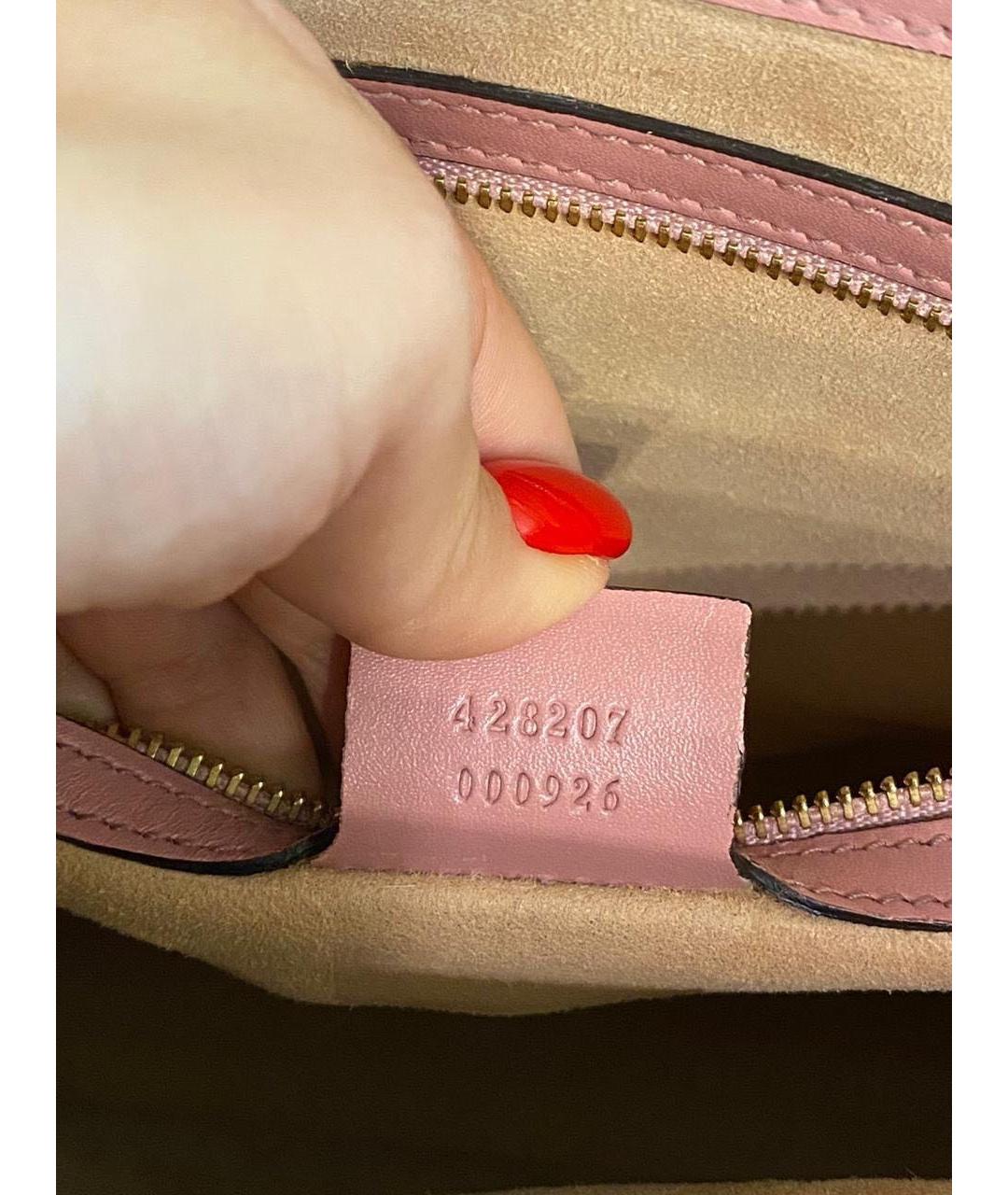 GUCCI Розовая кожаная сумка с короткими ручками, фото 6