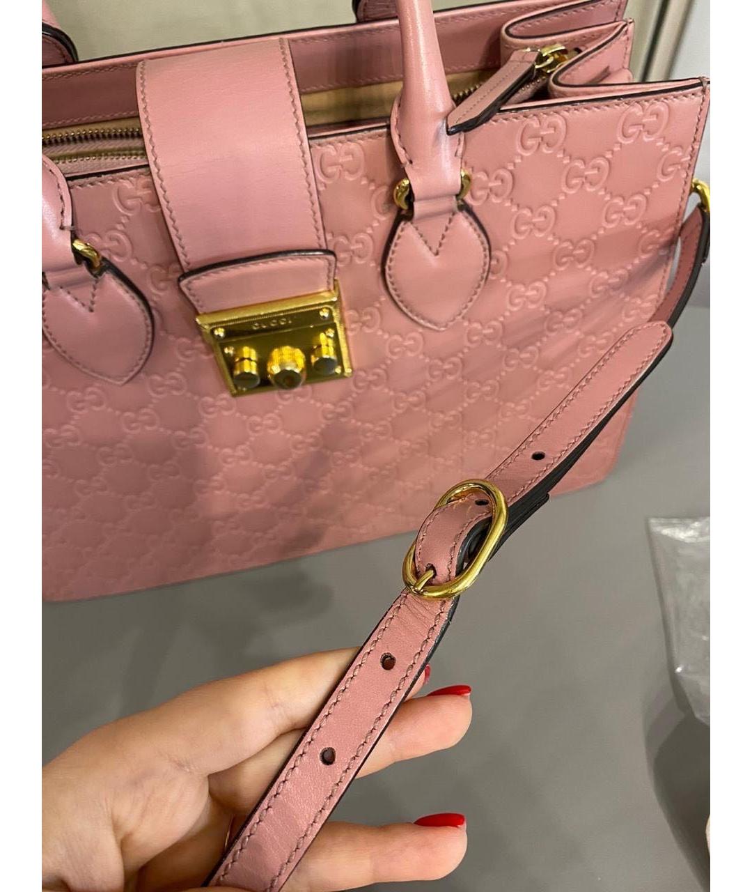 GUCCI Розовая кожаная сумка с короткими ручками, фото 7