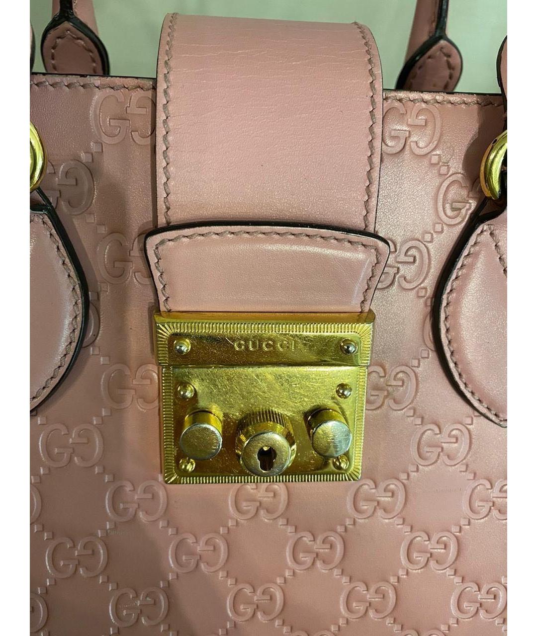 GUCCI Розовая кожаная сумка с короткими ручками, фото 5