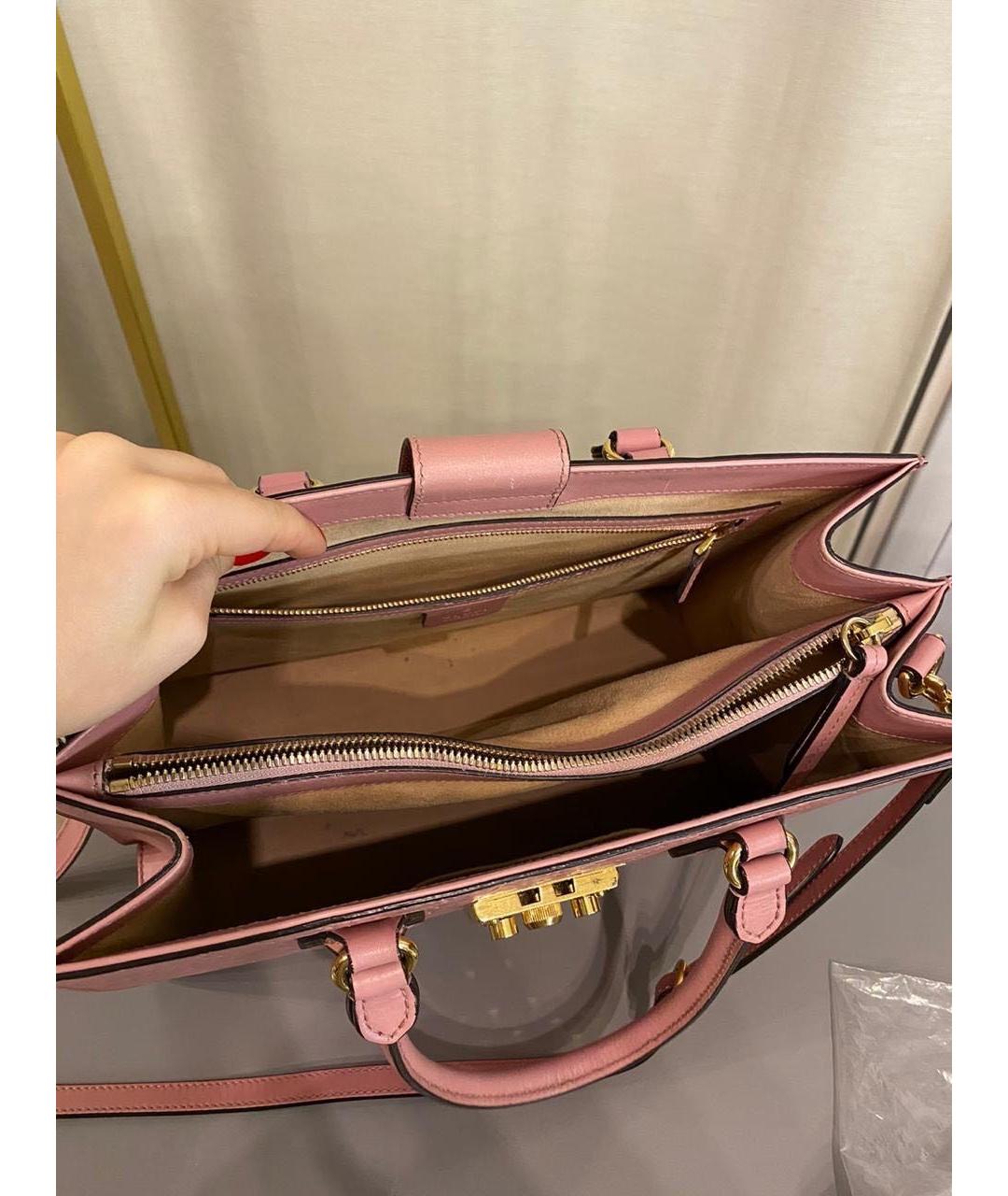 GUCCI Розовая кожаная сумка с короткими ручками, фото 4