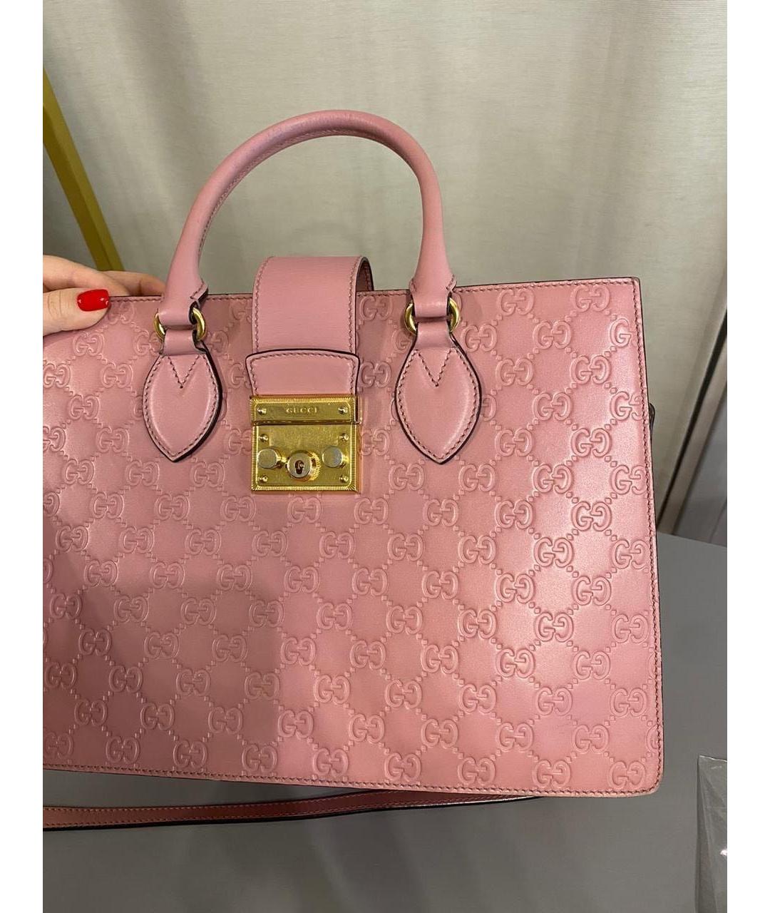 GUCCI Розовая кожаная сумка с короткими ручками, фото 2