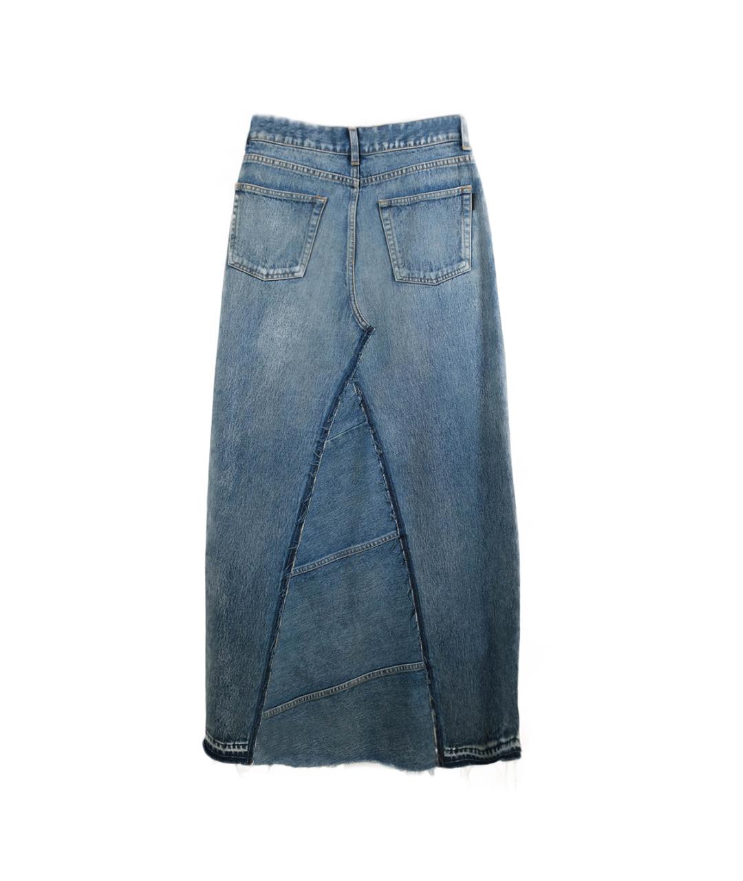 SAINT LAURENT Голубая хлопковая юбка миди, фото 2