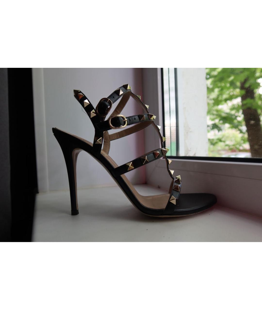 VALENTINO Черные кожаные босоножки, фото 9