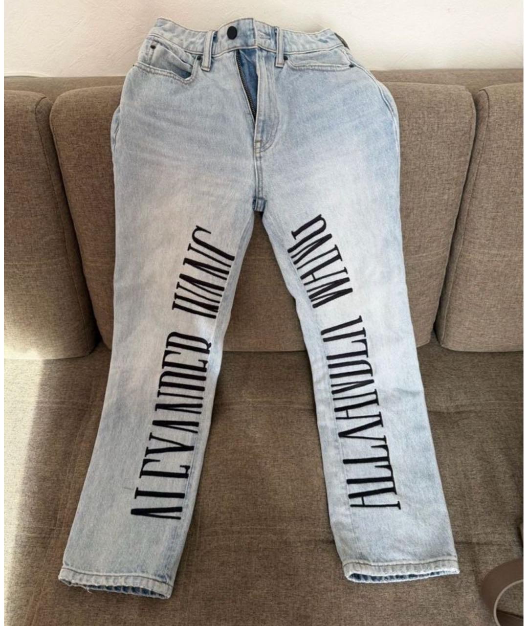 ALEXANDER WANG Голубые хлопковые прямые джинсы, фото 7