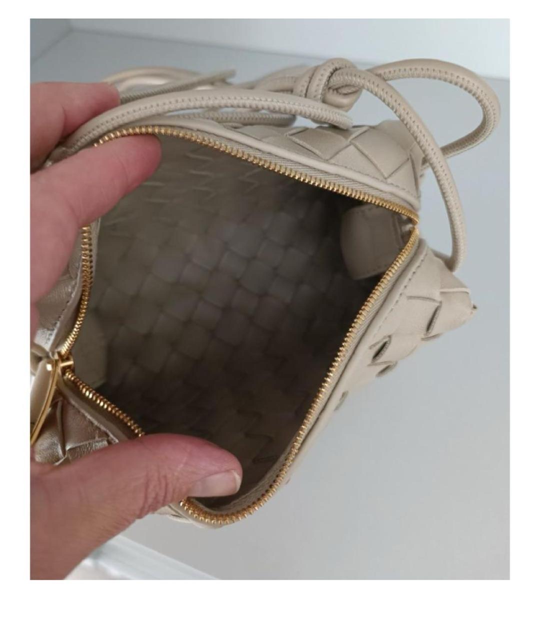 BOTTEGA VENETA Бежевая кожаная сумка через плечо, фото 4