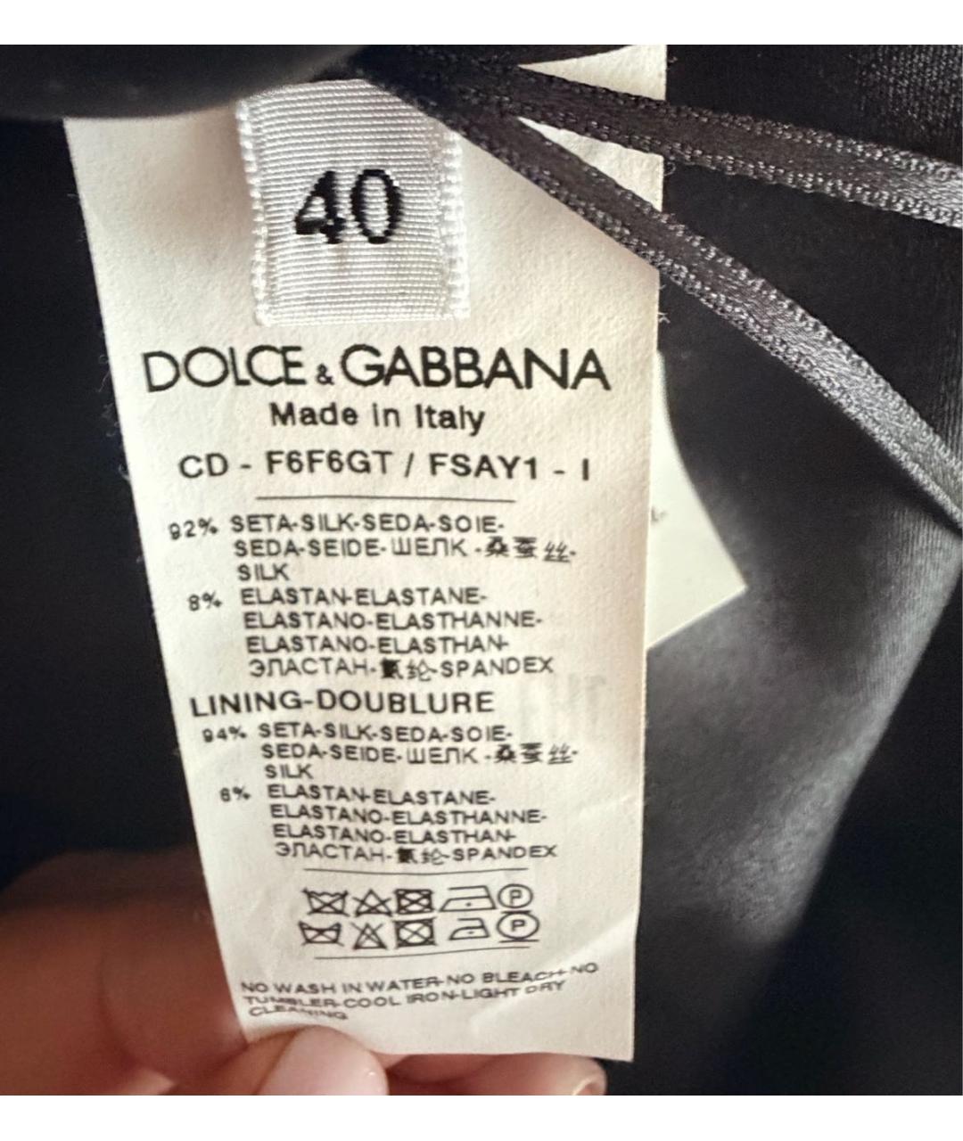 DOLCE&GABBANA Черное шелковое коктейльное платье, фото 4