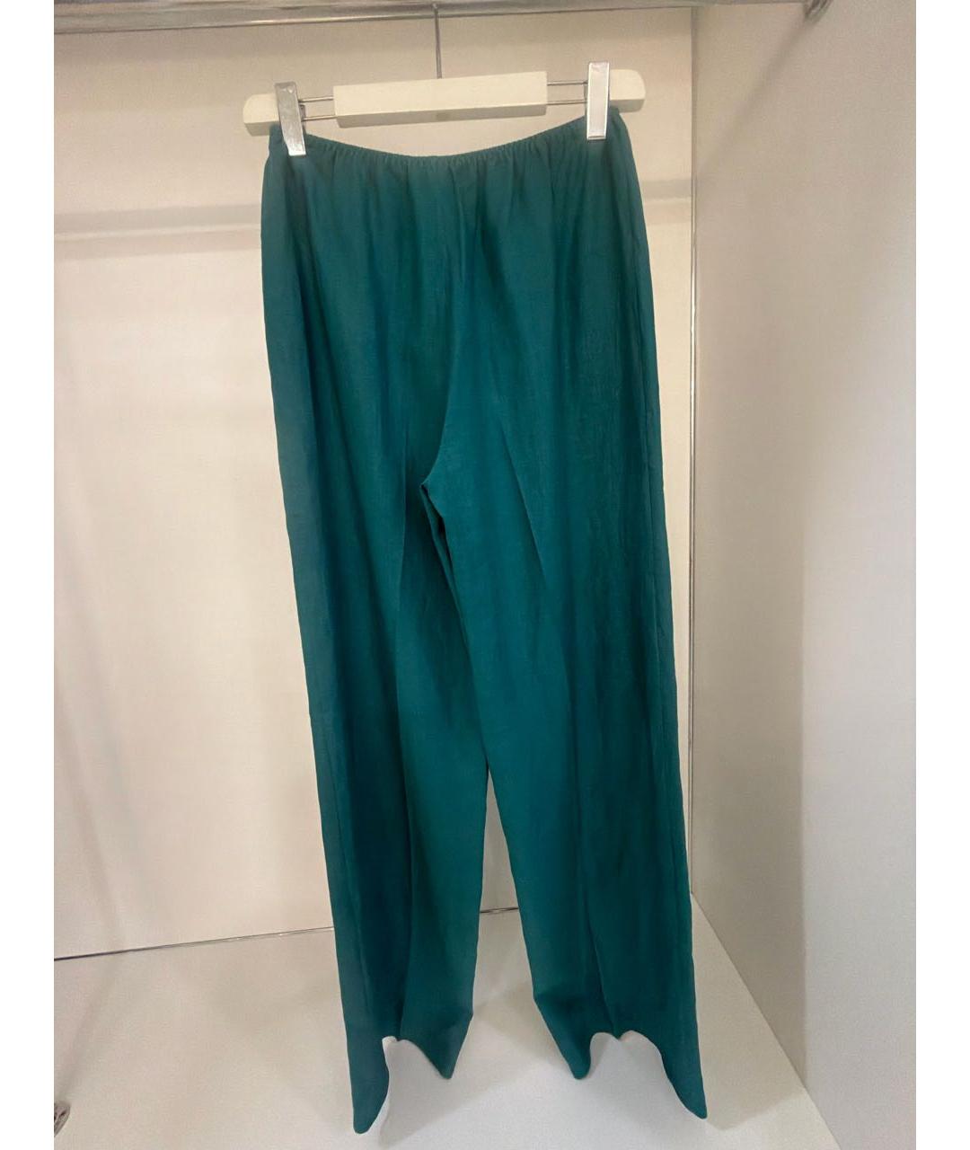 LORO PIANA Бирюзовые льняные брюки широкие, фото 2