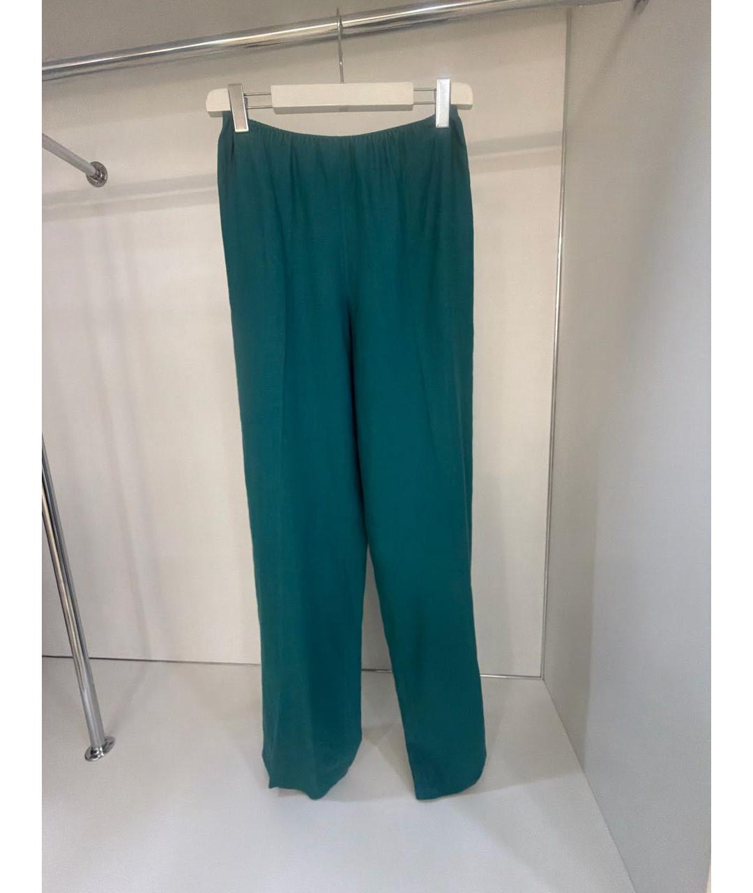 LORO PIANA Бирюзовые льняные брюки широкие, фото 6