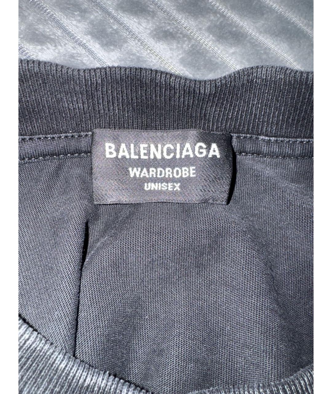 BALENCIAGA Черная хлопковая футболка, фото 3