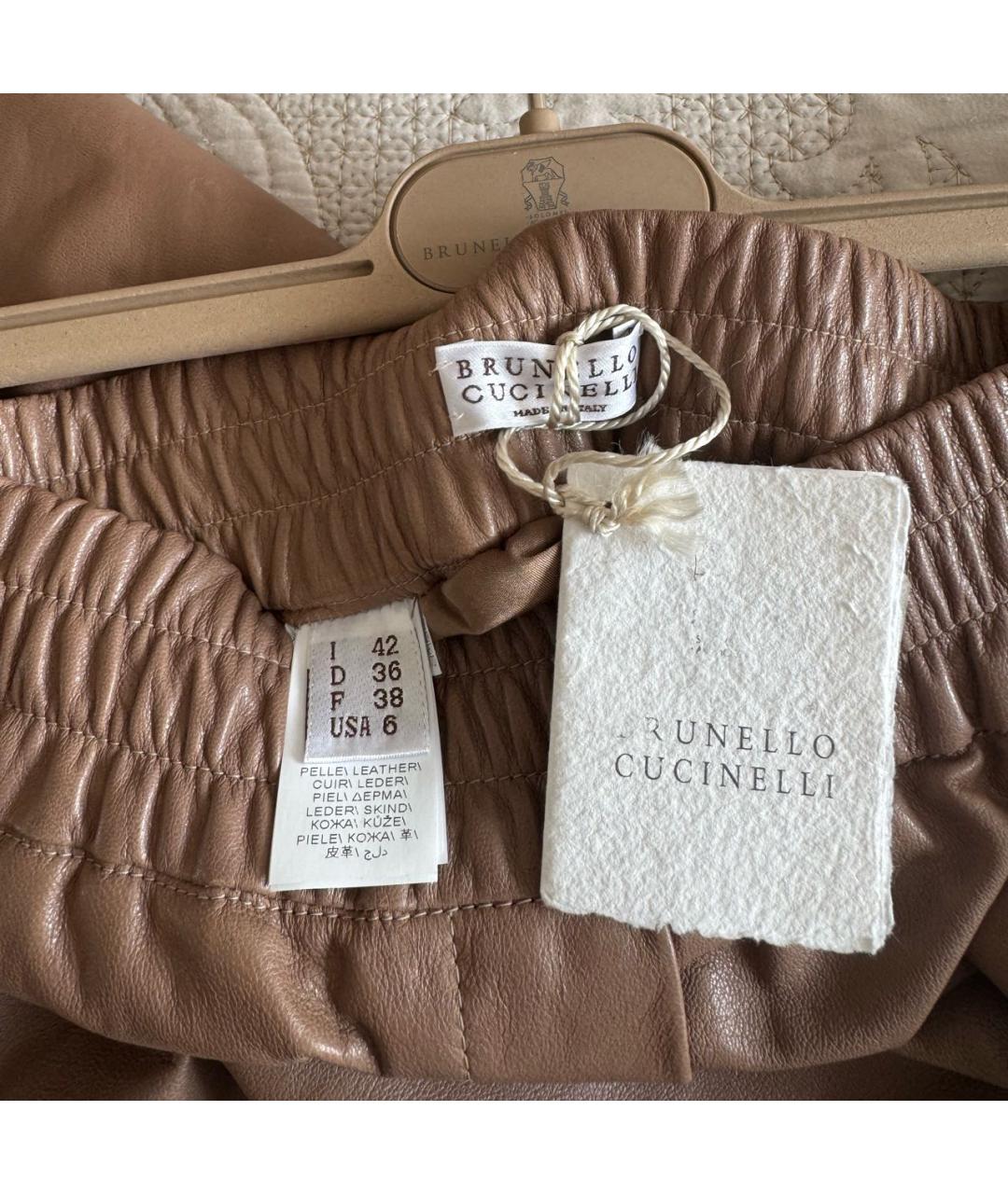 BRUNELLO CUCINELLI Коричневые кожаные капри, фото 3