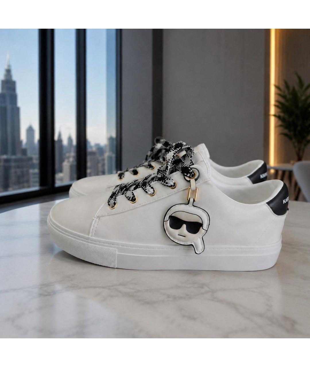 KARL LAGERFELD Белые кеды из искусственной кожи, фото 6