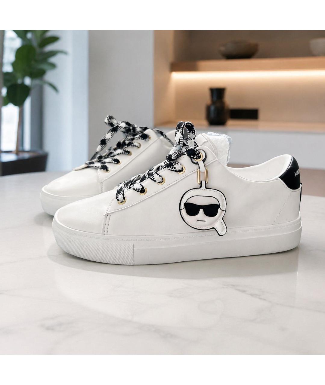 KARL LAGERFELD Белые кеды из искусственной кожи, фото 8