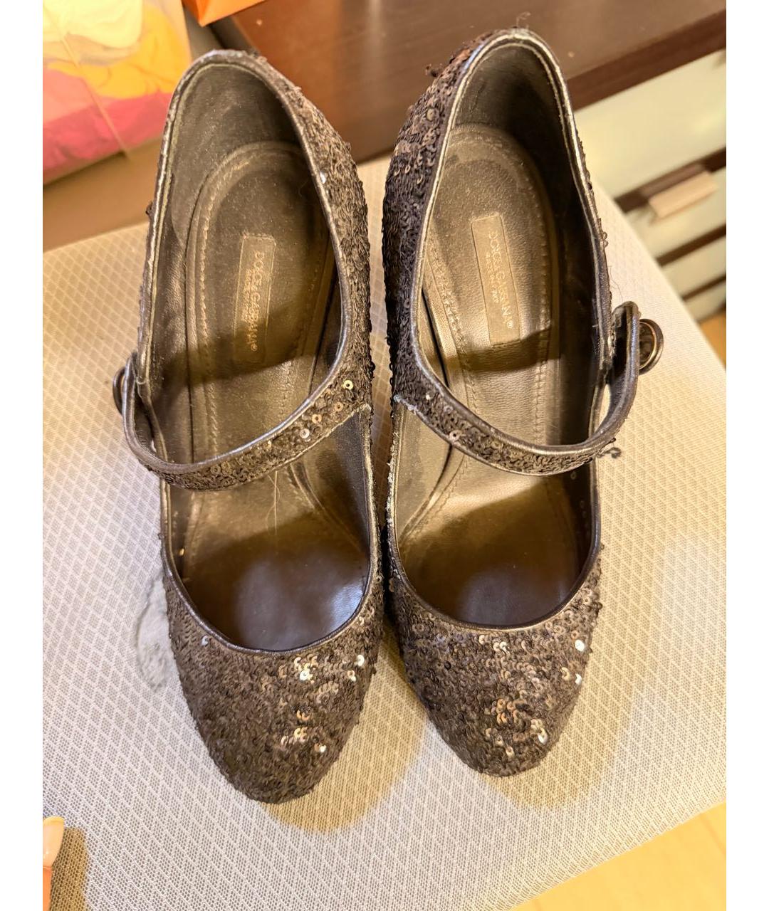 DOLCE&GABBANA Черные кожаные туфли, фото 2