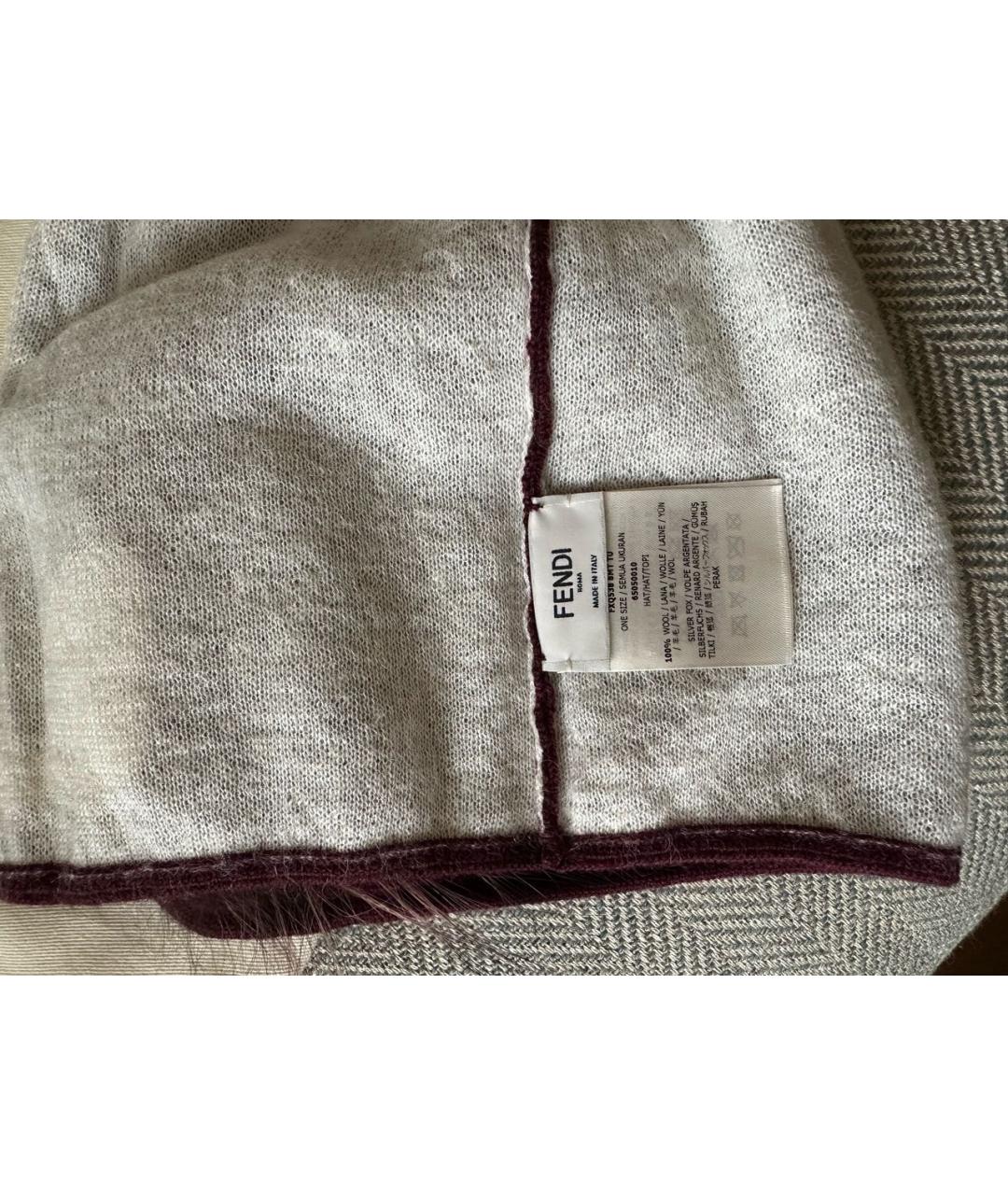 FENDI Бордовая шерстяная шапка, фото 5