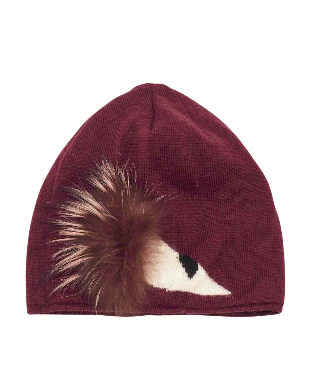 FENDI Бордовая шерстяная шапка, фото 2