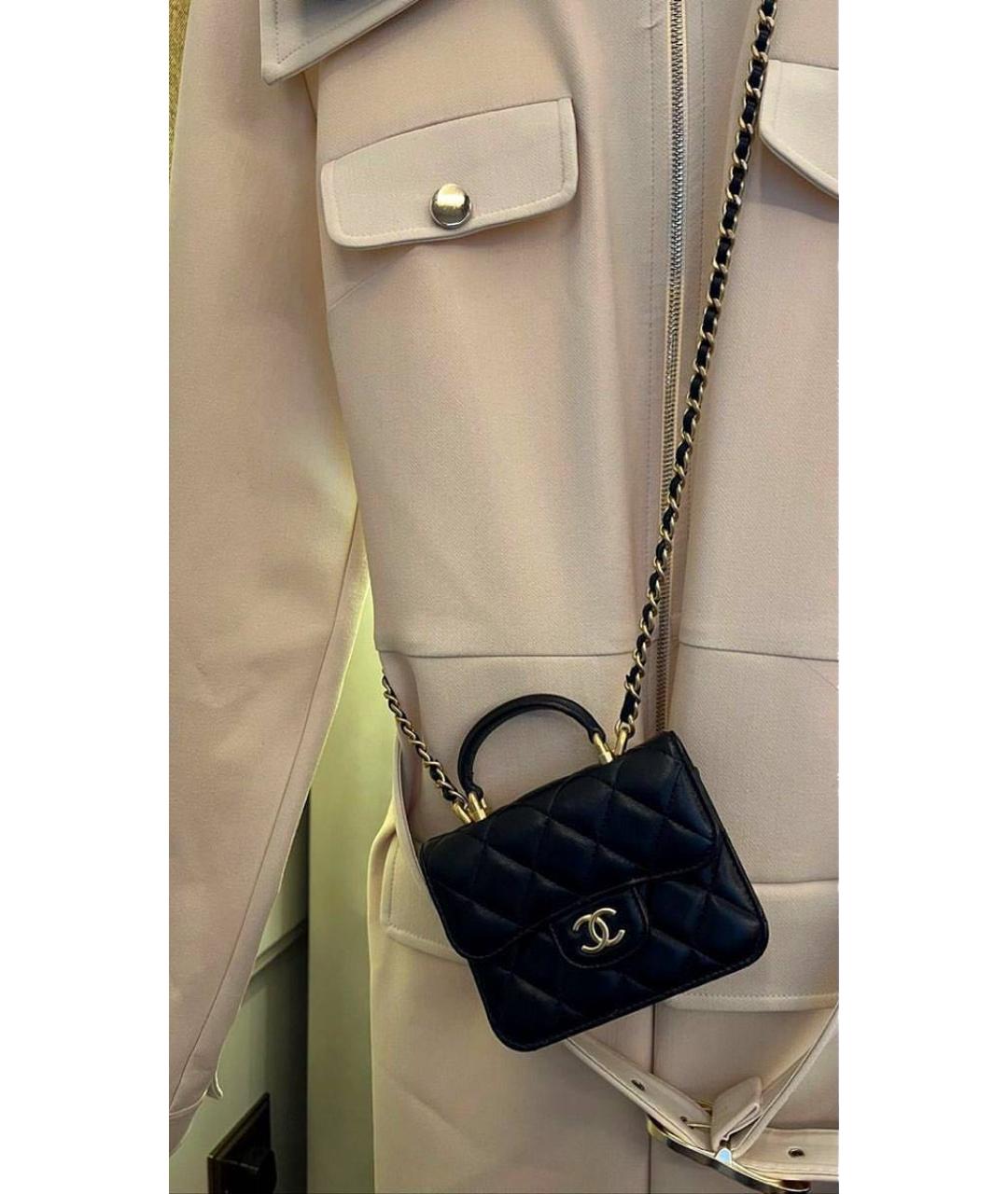 CHANEL Черная кожаная сумка с короткими ручками, фото 4