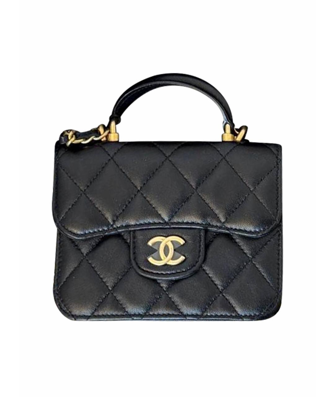 CHANEL Черная кожаная сумка с короткими ручками, фото 1