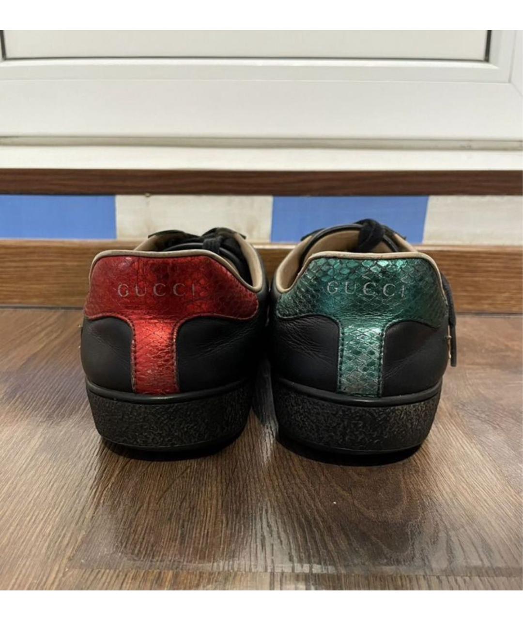 GUCCI Черные кожаные кеды, фото 3