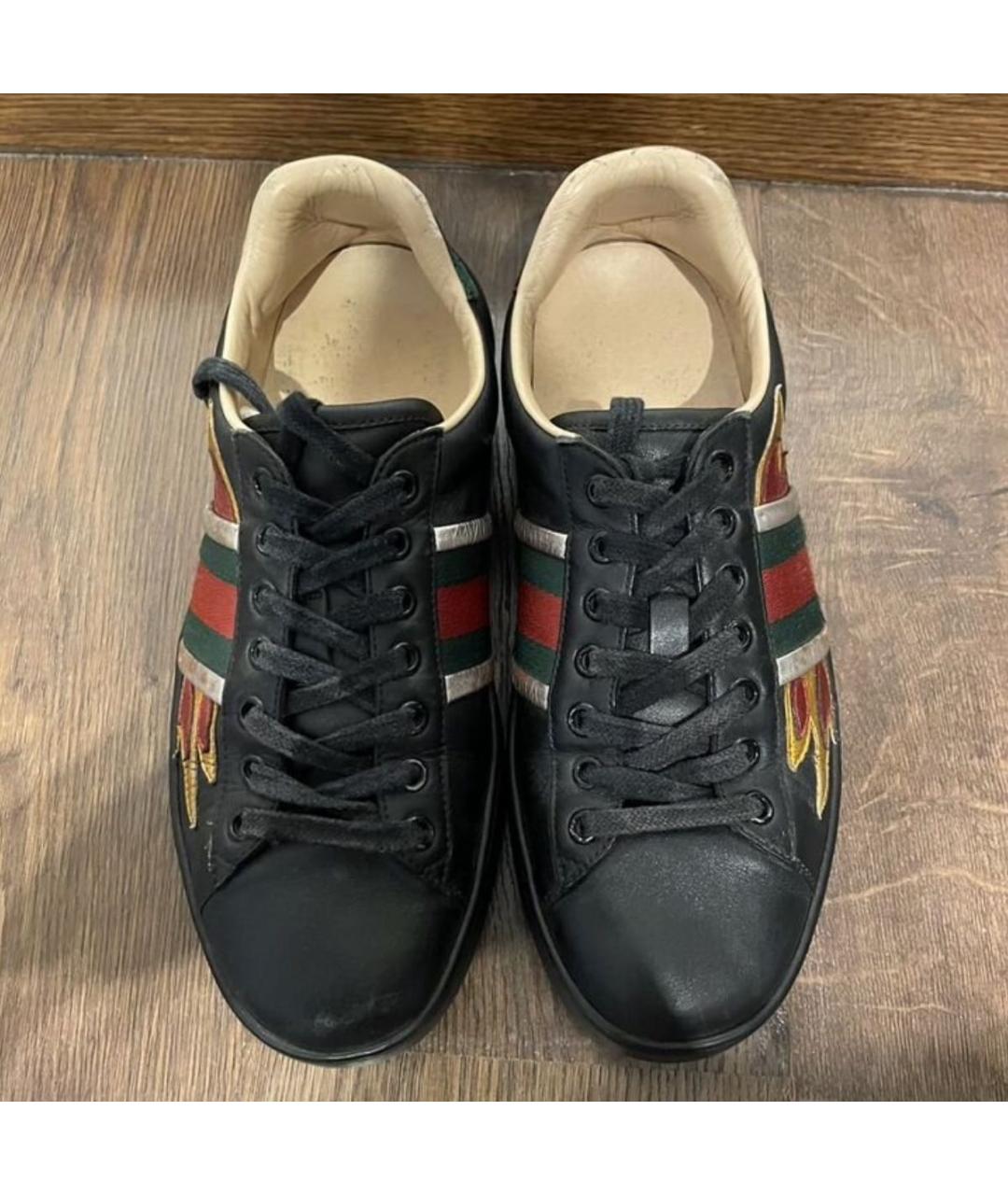GUCCI Черные кожаные кеды, фото 2