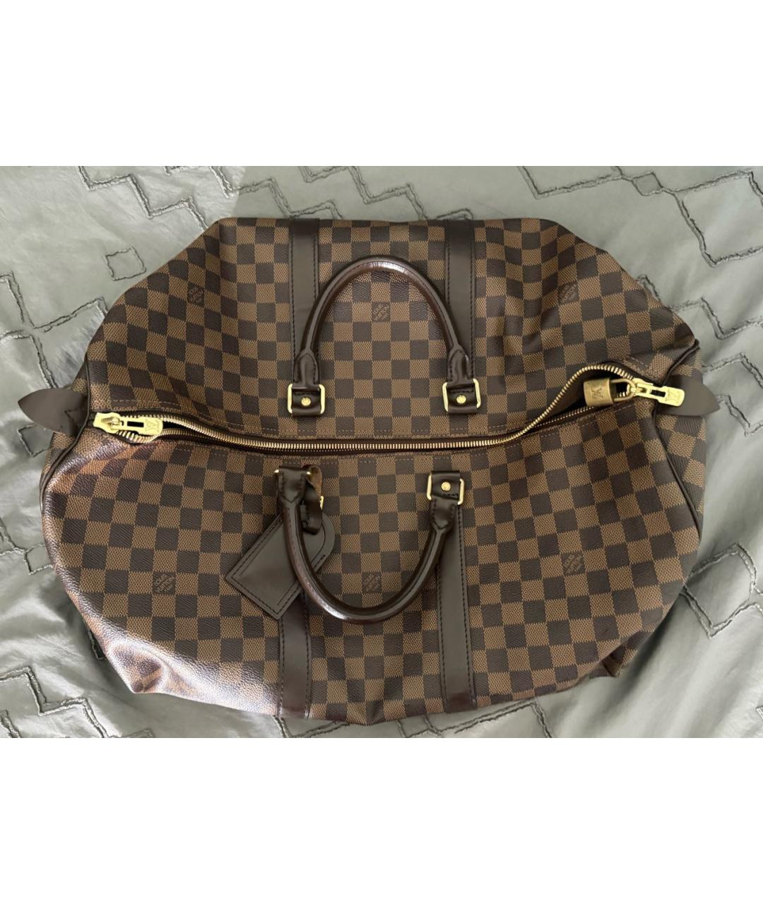 LOUIS VUITTON Коричневая канва дорожная/спортивная сумка, фото 3