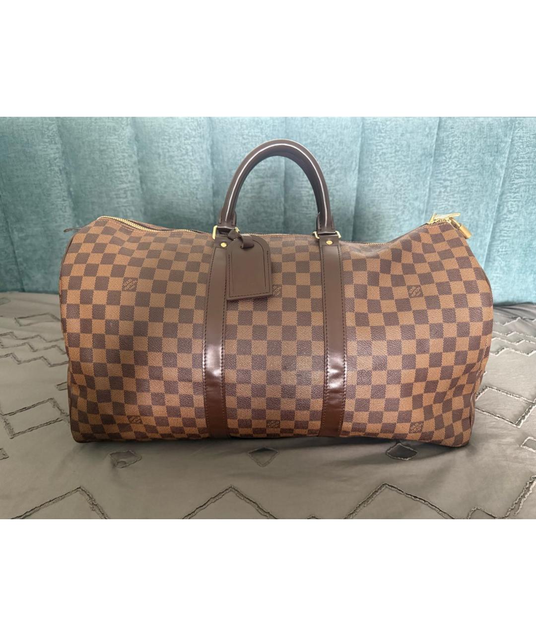 LOUIS VUITTON Коричневая канва дорожная/спортивная сумка, фото 6