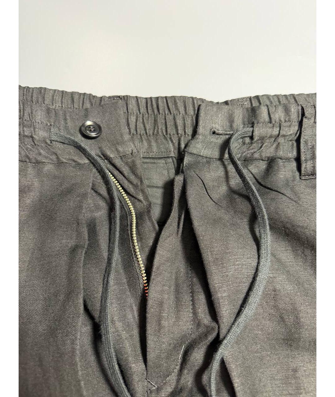 YOHJI YAMAMOTO Черные льняные повседневные брюки, фото 4