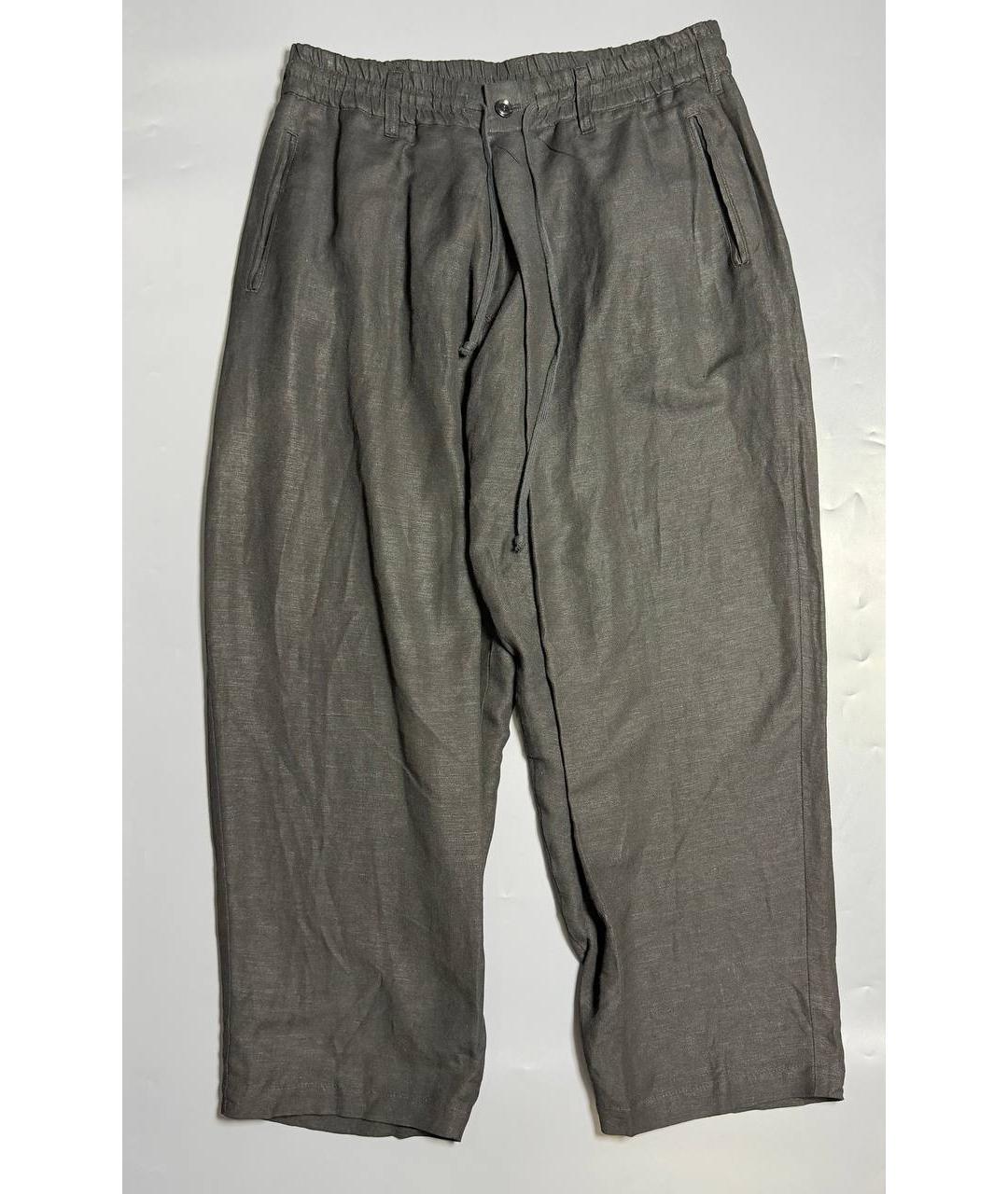 YOHJI YAMAMOTO Черные льняные повседневные брюки, фото 10