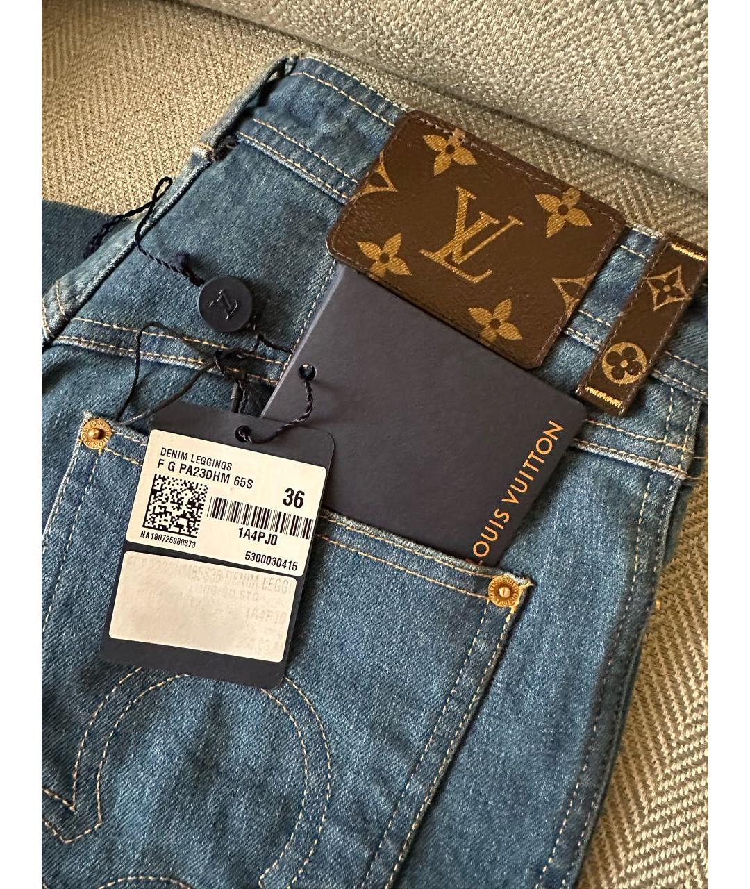 LOUIS VUITTON Синие хлопковые джинсы слим, фото 6