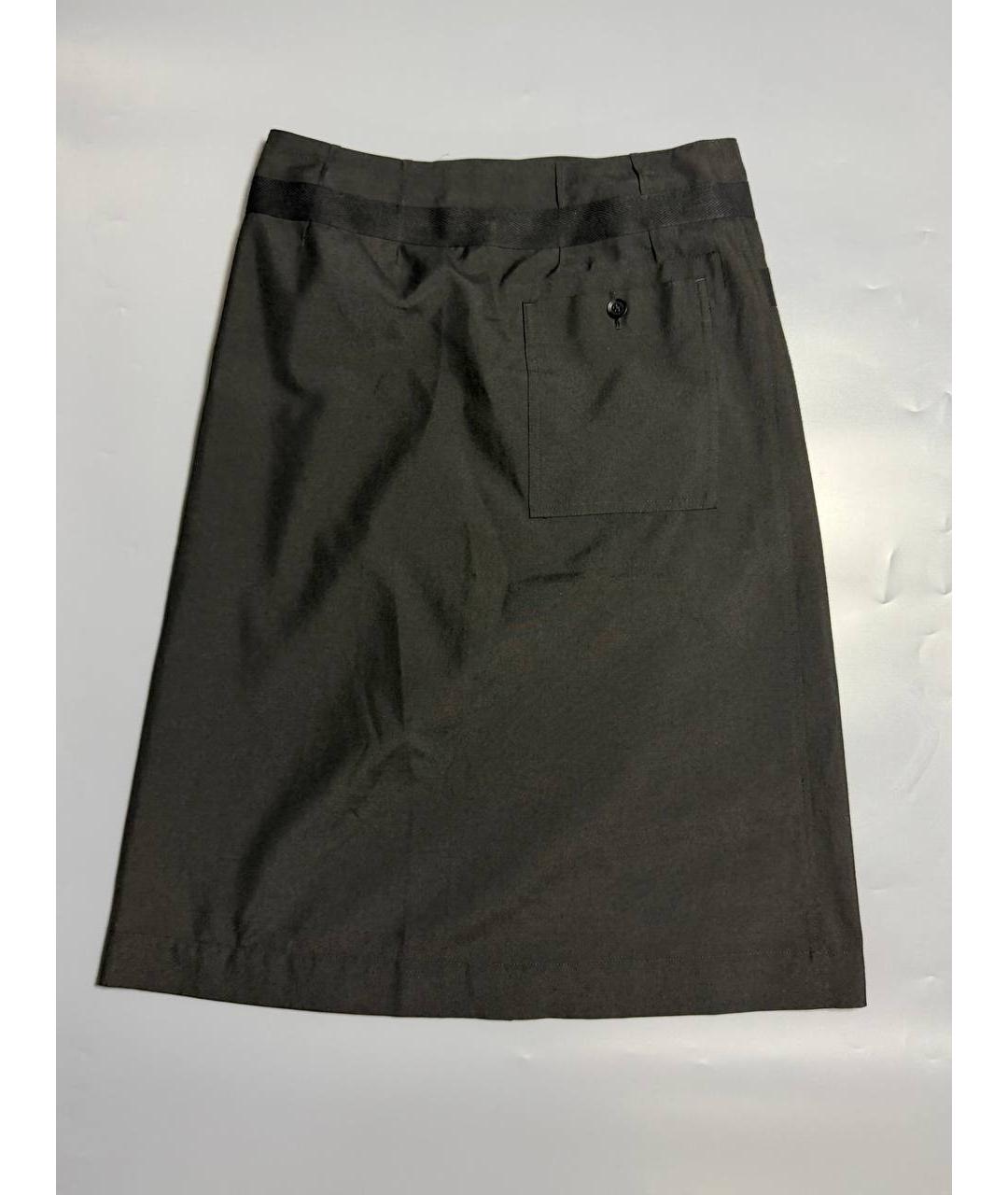 YOHJI YAMAMOTO Черная шелковая юбка миди, фото 2