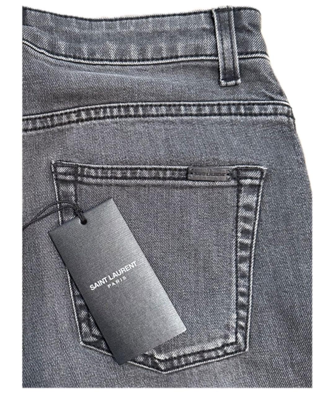 SAINT LAURENT Серые хлопковые джинсы слим, фото 5