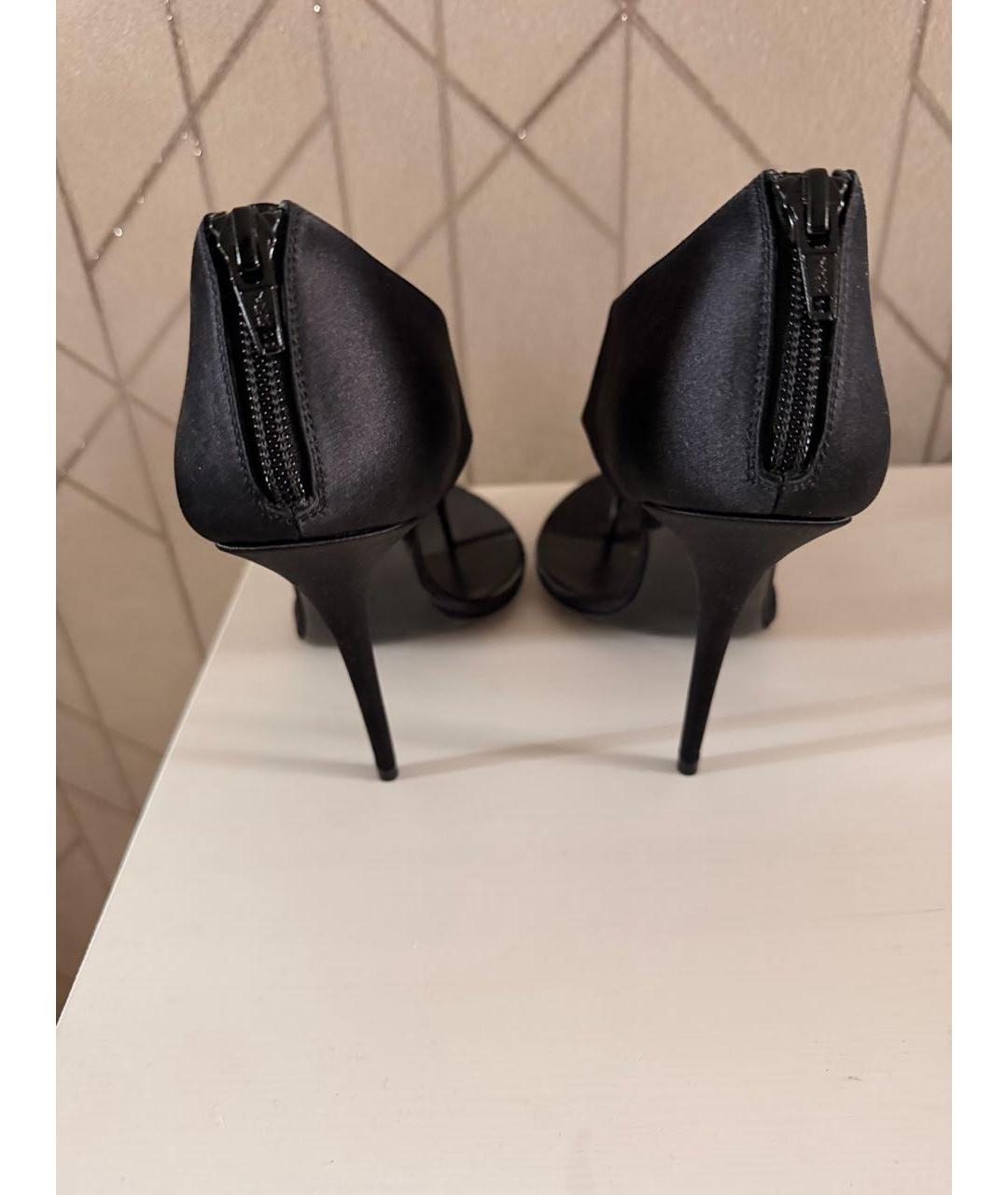 SAINT LAURENT Черные текстильные босоножки, фото 3