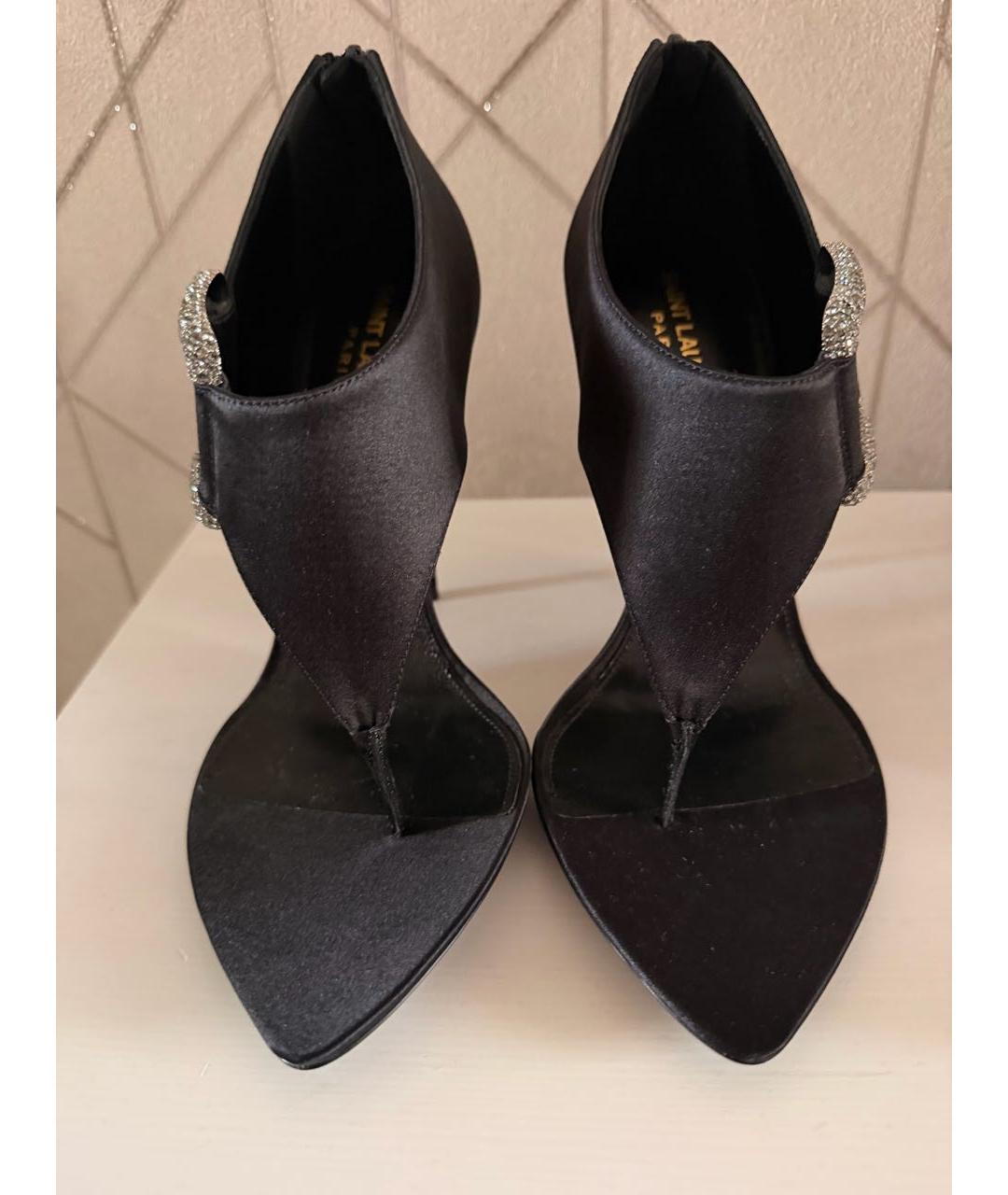 SAINT LAURENT Черные текстильные босоножки, фото 2