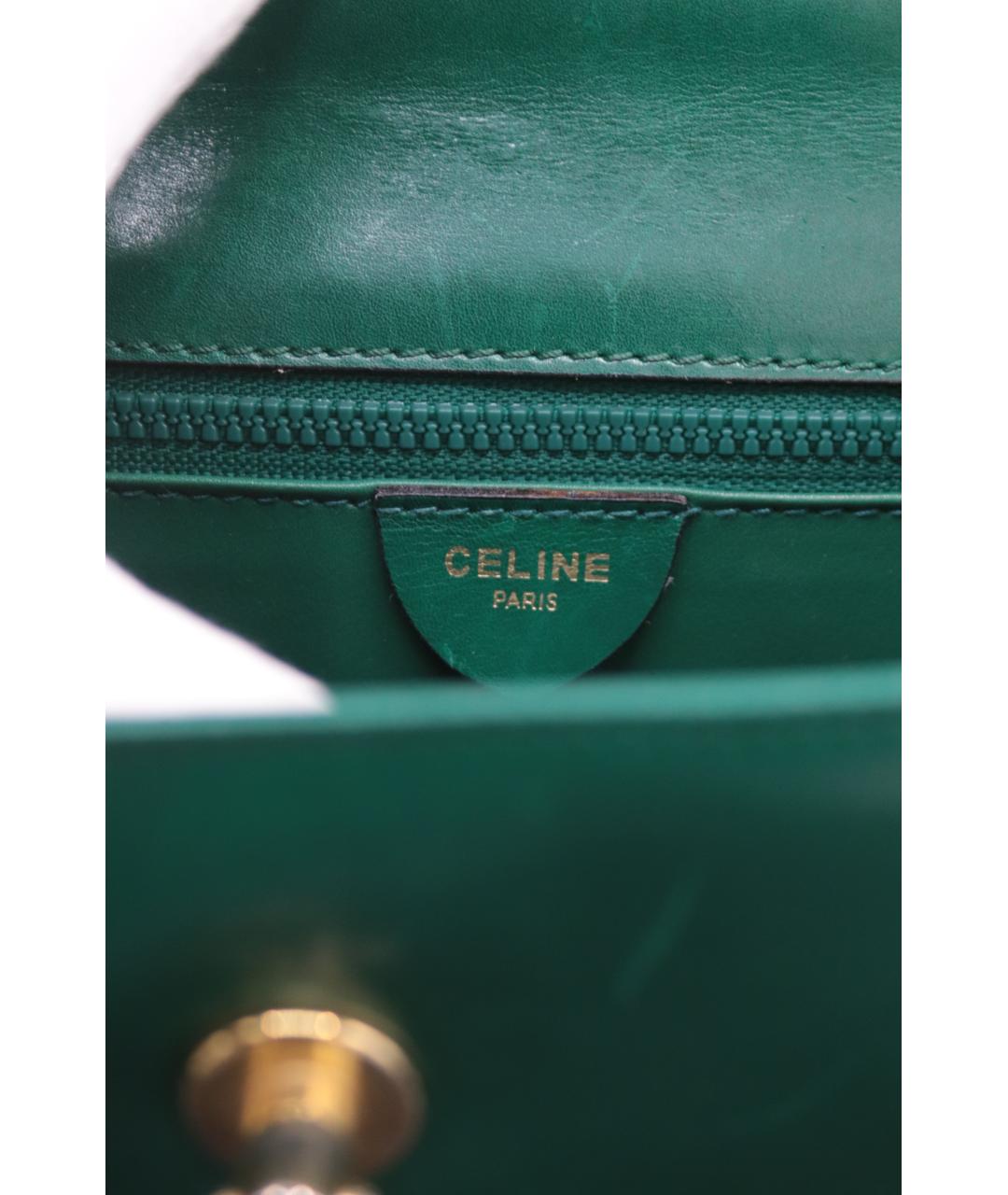 CELINE Зеленая кожаная сумка с короткими ручками, фото 5