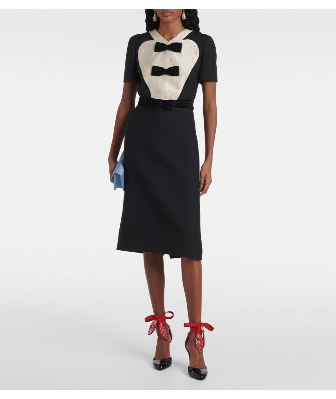 VALENTINO Черное шерстяное коктейльное платье, фото 2