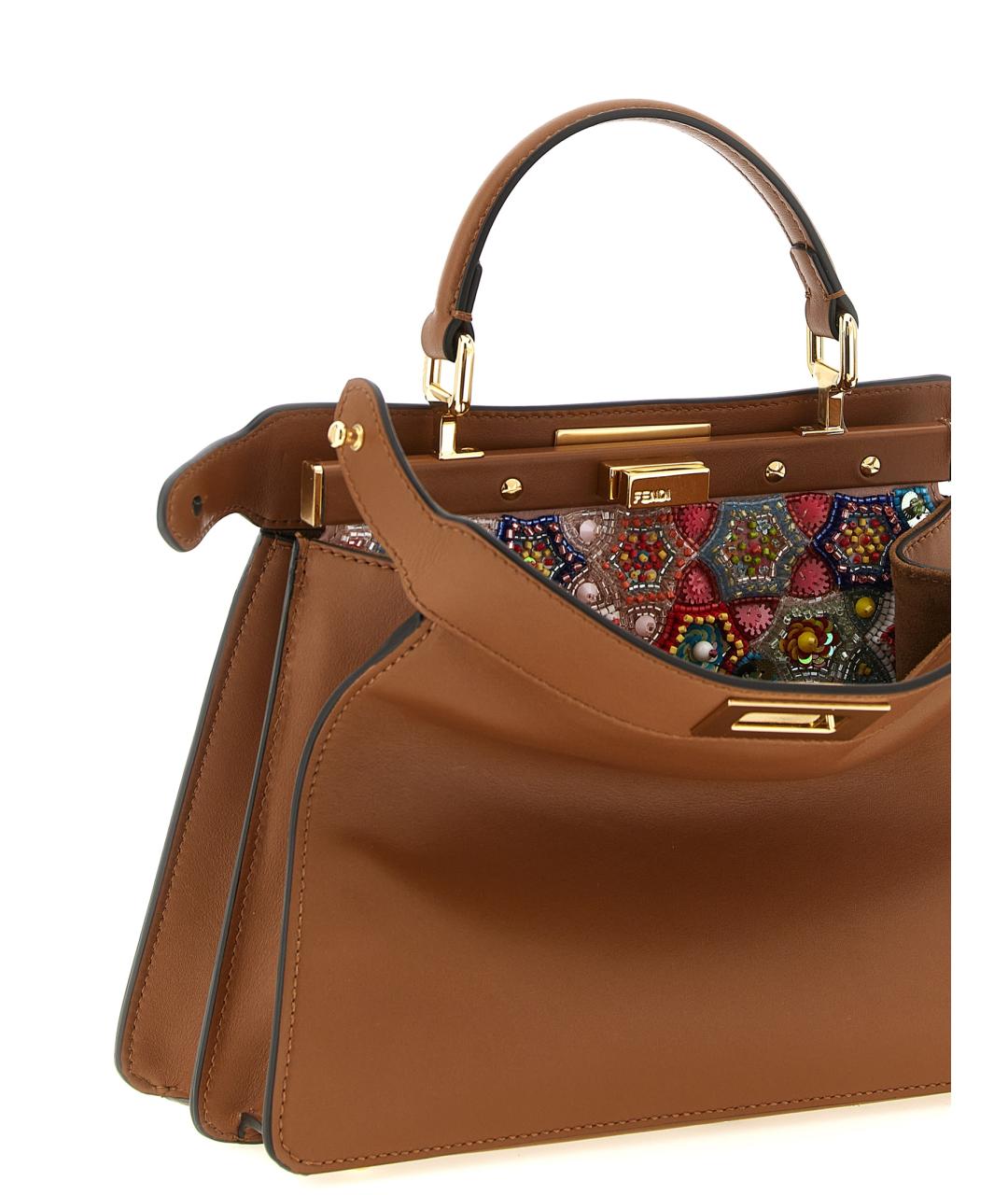FENDI Коричневая кожаная сумка тоут, фото 4