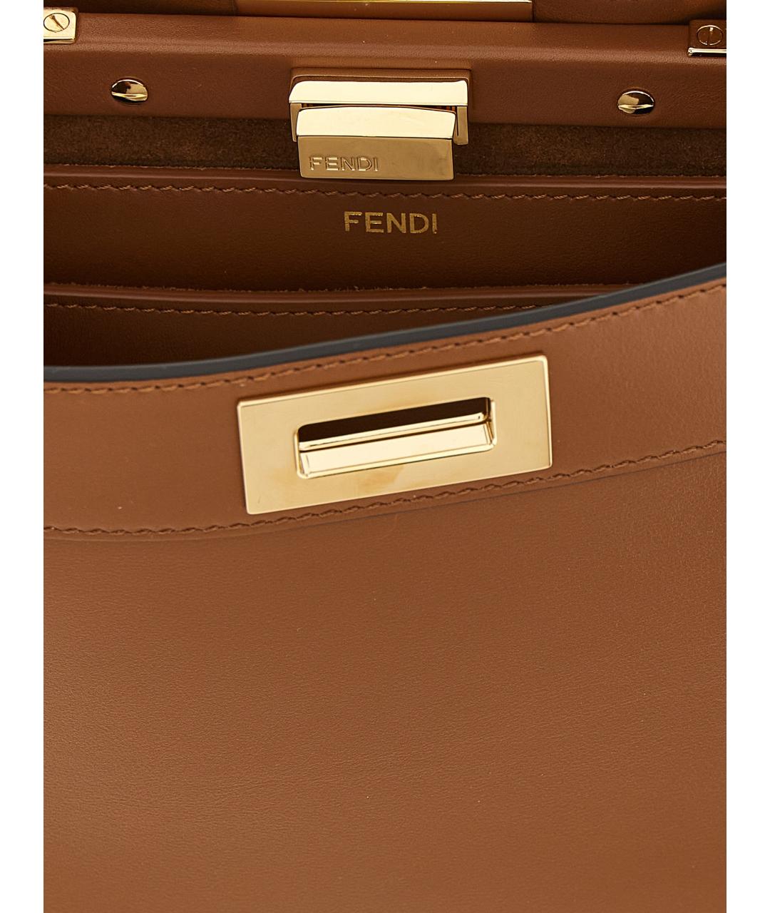 FENDI Коричневая кожаная сумка тоут, фото 5