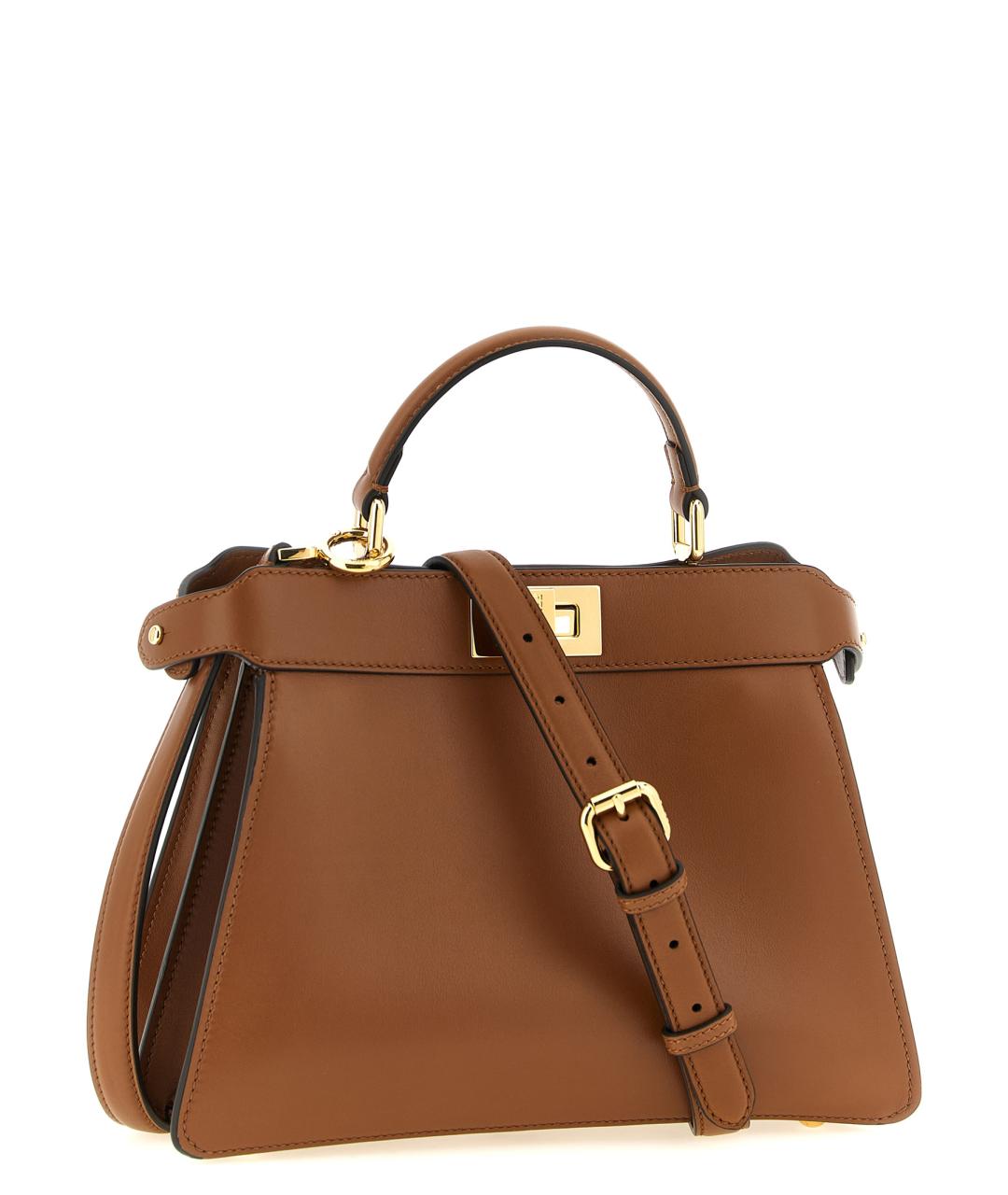 FENDI Коричневая кожаная сумка тоут, фото 2
