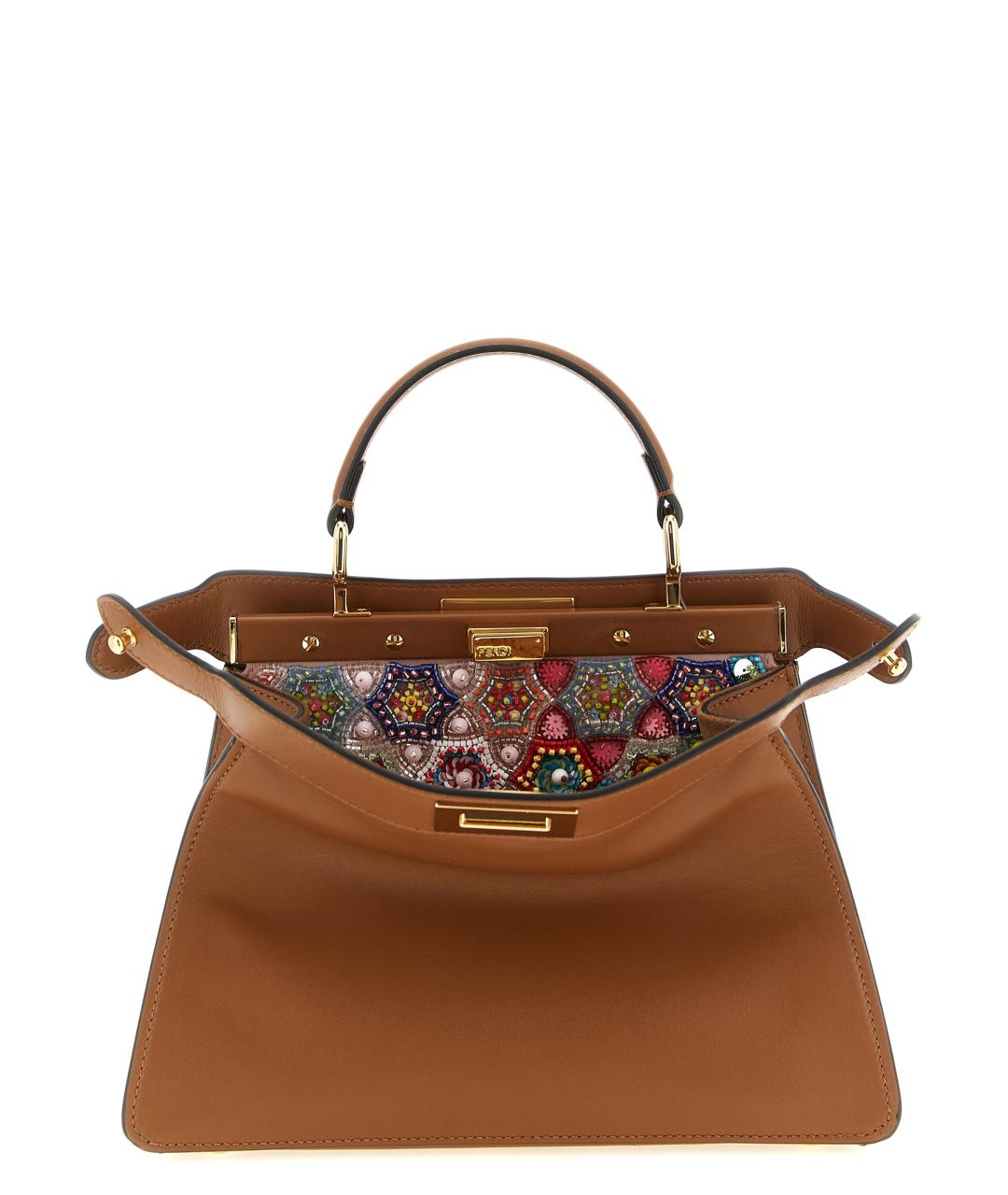 FENDI Коричневая кожаная сумка тоут, фото 1