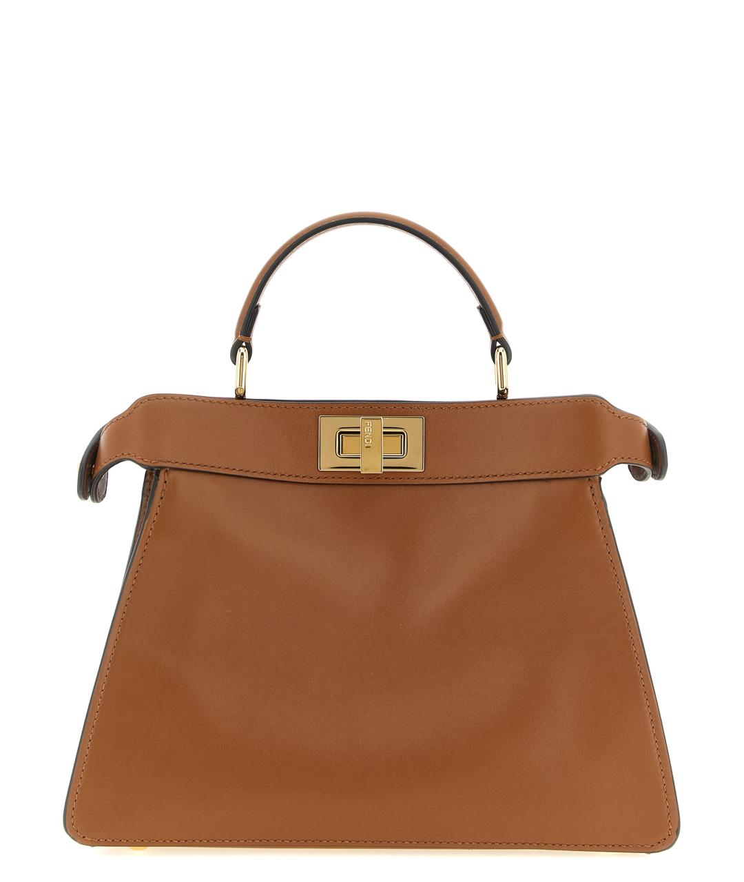 FENDI Коричневая кожаная сумка тоут, фото 3