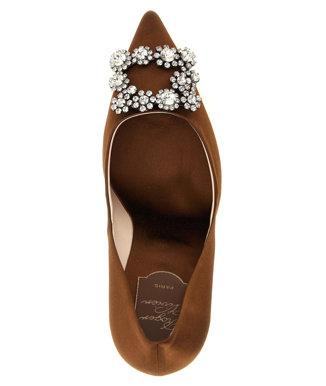 ROGER VIVIER Коричневые текстильные туфли, фото 4