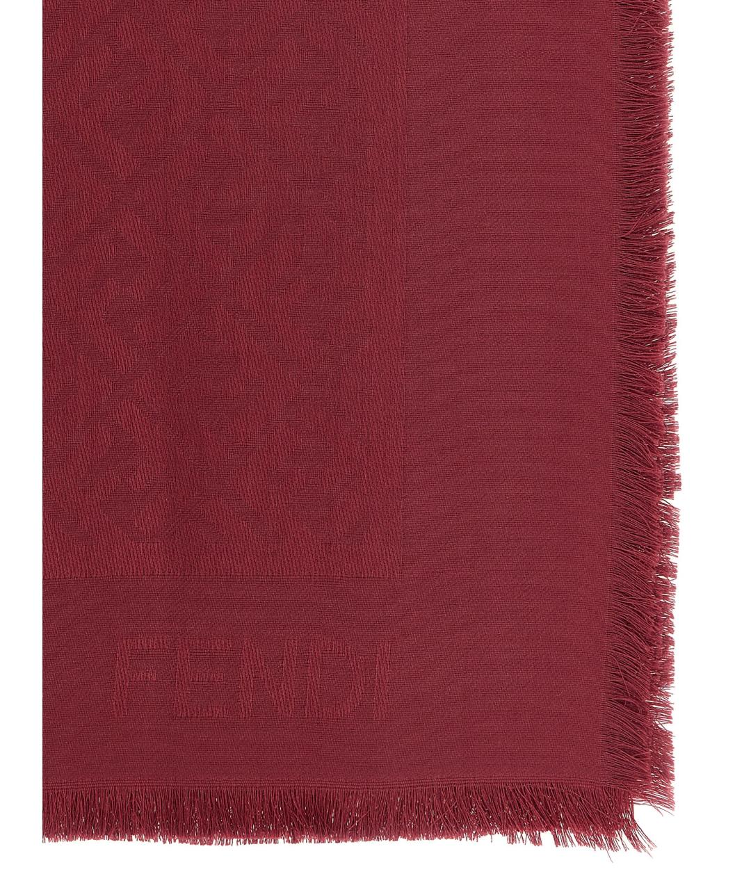 FENDI Бордовый шелковый шарф, фото 2