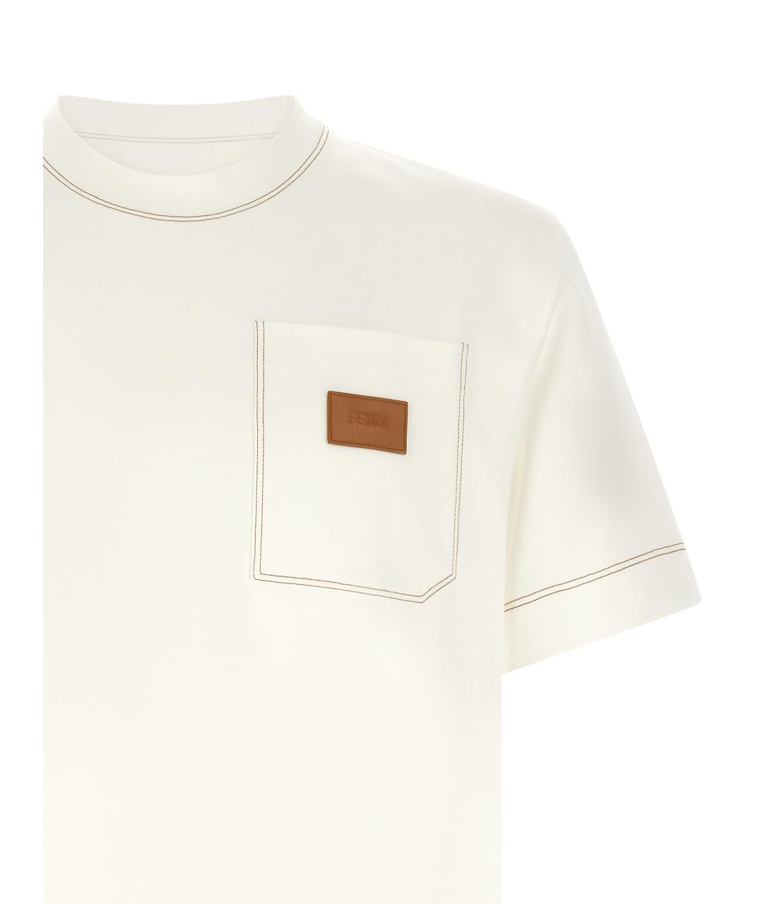 FENDI Белая хлопковая футболка, фото 3
