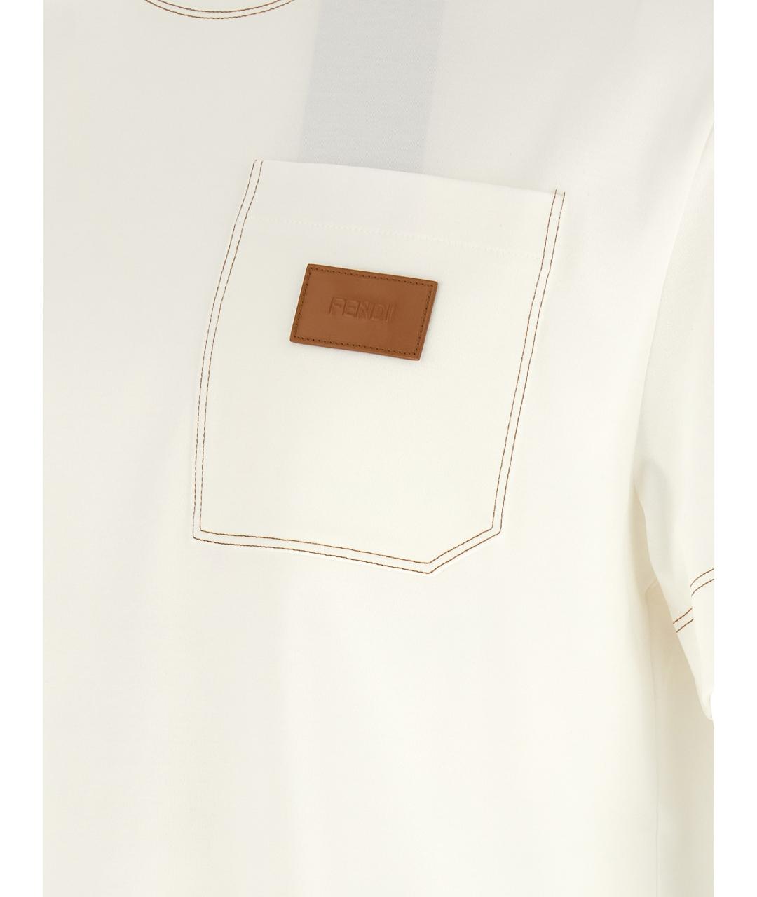 FENDI Белая хлопковая футболка, фото 4