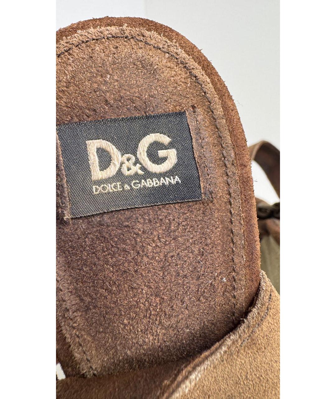 DOLCE&GABBANA Коричневые замшевые босоножки, фото 4
