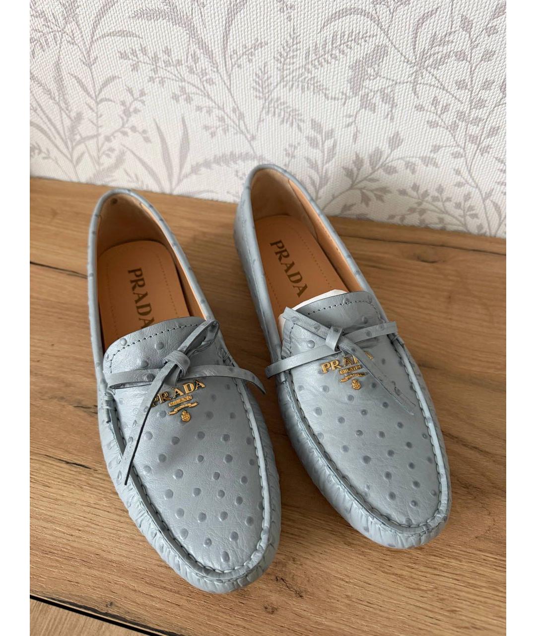PRADA Голубые мокасины из экзотической кожи, фото 3